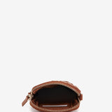 Braided leather mobile phone bag in cognac