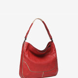 Red leather shoulder bag