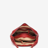 Red leather shoulder bag