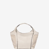 Small beige leather shopper bag