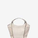 Small beige leather shopper bag