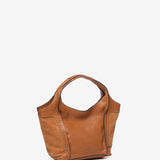 Small leather shopper bag in cognac