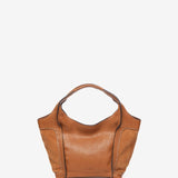 Small leather shopper bag in cognac
