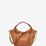 Small leather shopper bag in cognac