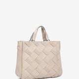 Beige geflochtener Leder-Shopper