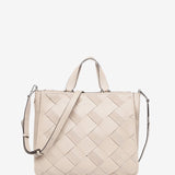 Beige geflochtener Leder-Shopper