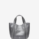 Leather handbag in silver