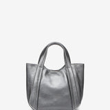 Leather handbag in silver