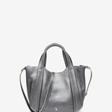 Leather handbag in silver