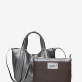 Leather handbag in silver