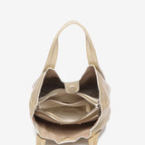 Gold leather handbag