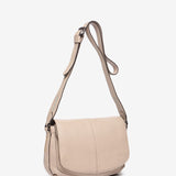 Large beige leather crossbody bag