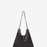 Black metal mesh shoulder bag