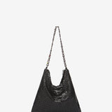 Black metal mesh shoulder bag