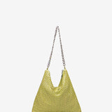 Bolso de hombro de malla metálica en verde