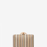 Brown printed party clutch