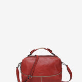 Red leather shoulder bag