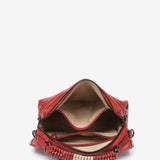 Red leather shoulder bag