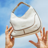Small beige leather shoulder bag
