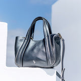 Leather handbag in silver