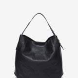 Schultertasche aus schwarzem Leder