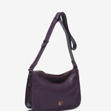 Purple leather shoulder bag