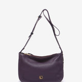 Purple leather shoulder bag