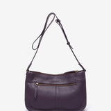 Purple leather shoulder bag