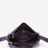 Purple leather shoulder bag