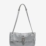 Bolso de fiesta en malla metálica plata