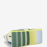 Beach bag with geometric print in green