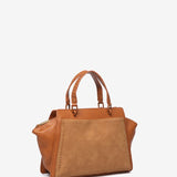 Handbag in cognac recycled materials