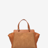 Handbag in cognac recycled materials