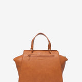 Handbag in cognac recycled materials