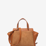 Handbag in cognac recycled materials