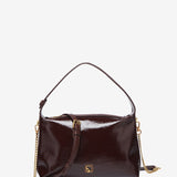 Shoulder bag in burgundy patent leather