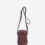 Mobile phone bag in burgundy recycled materials