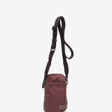 Mobile phone bag in burgundy recycled materials