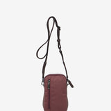 Mobile phone bag in burgundy recycled materials