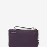 Purple leather and suede wallet