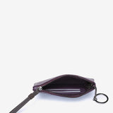 Purple leather and suede wallet