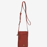 Mobile phone bag in terracotta leather