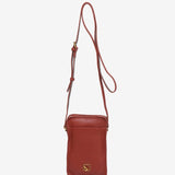 Mobile phone bag in terracotta leather