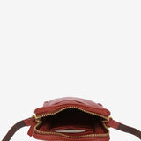 Mobile phone bag in terracotta leather
