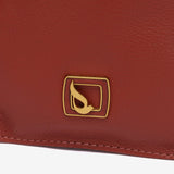 Mobile phone bag in terracotta leather