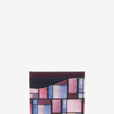 Leather card holder with multicolour geometric print
