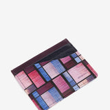 Leather card holder with multicolour geometric print