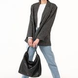 Black leather shoulder bag