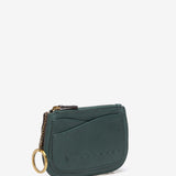 Half moon wallet in green leather