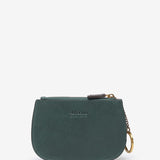 Half moon wallet in green leather